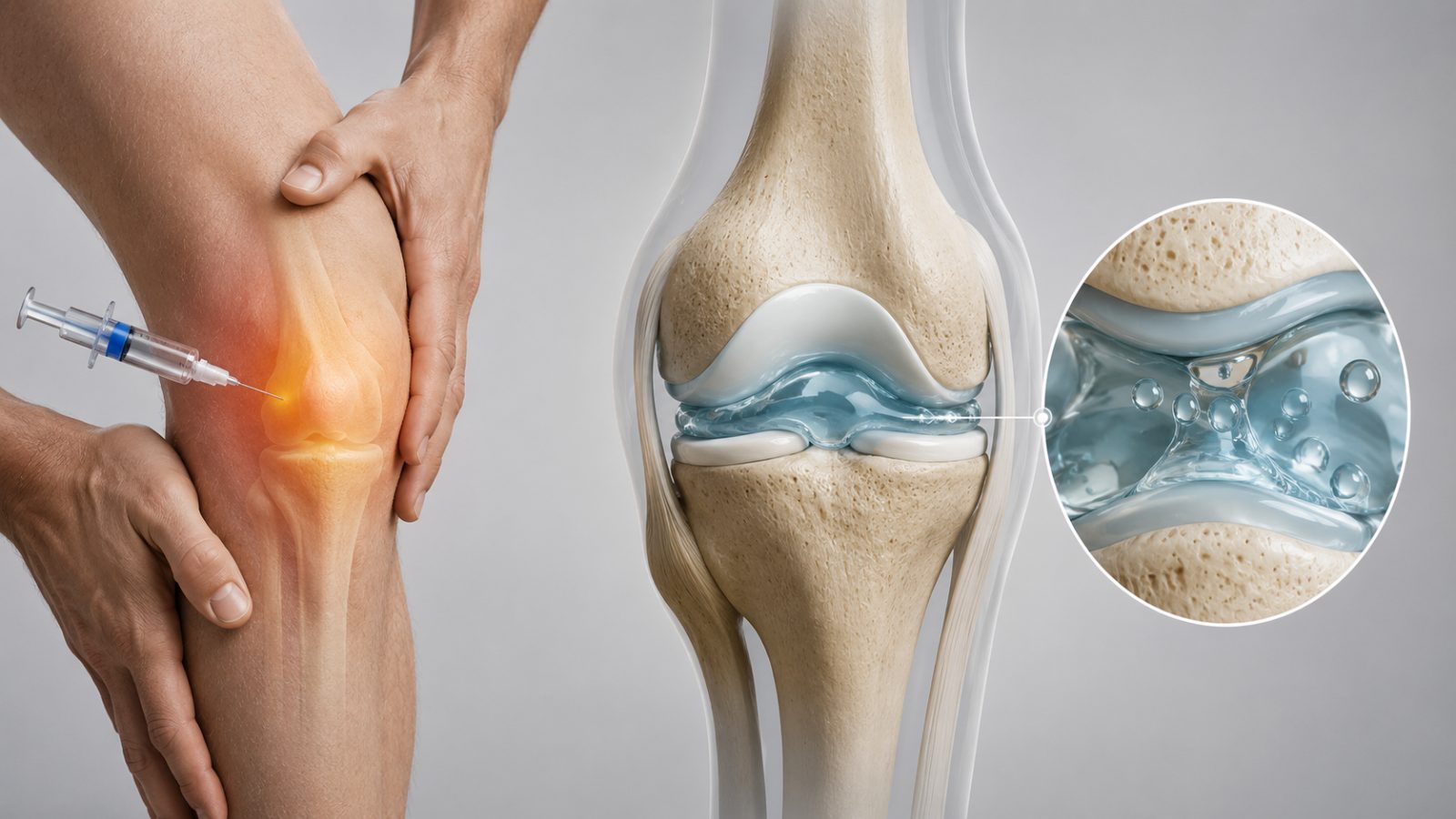 Knee joint pain and how Arthrosamid hydrogel integrates with the joint lining